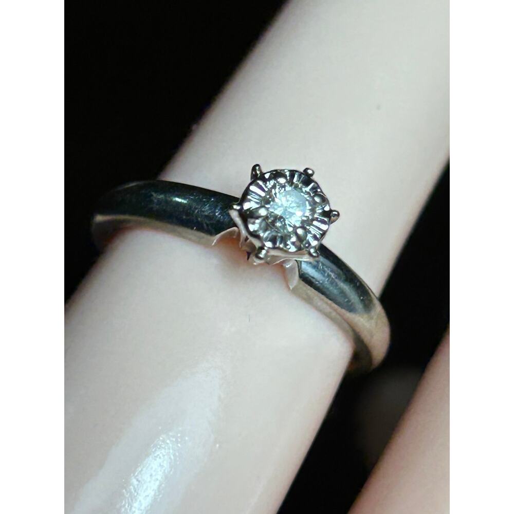 14k solid white gold genuine Diamond engagement ring fine jewelry